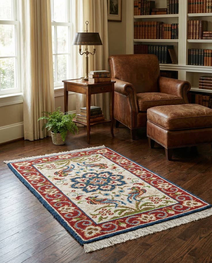 Detail image of 2' 10 x 4' 10 Hand Knotted Jaipur Agra Wool Rug