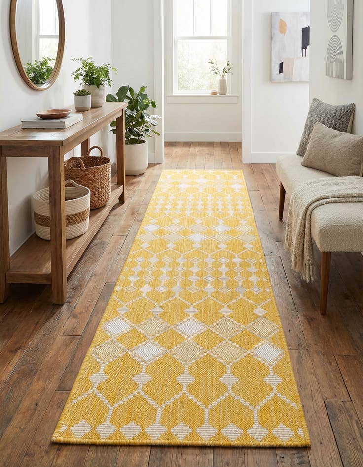 Detail image of 2' x 8'  Washable Trellis Indoor / Outdoor Runner Rug