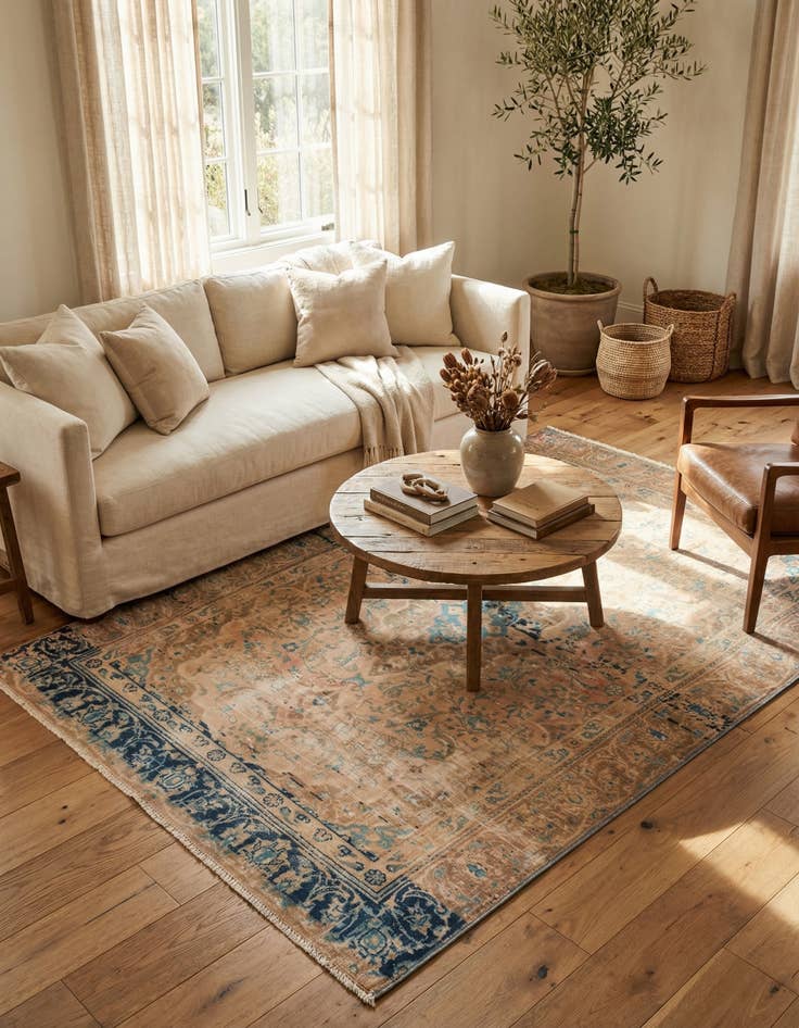 Detail image of 4' 2 x 6' 5  Hand Knotted Ultra Vintage Persian Wool Rug