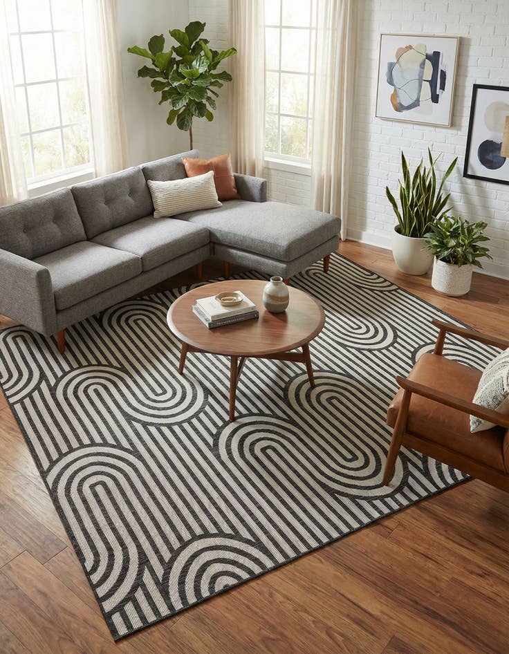 Detail image of 9' x 12'  Washable Modern Indoor / Outdoor Rug