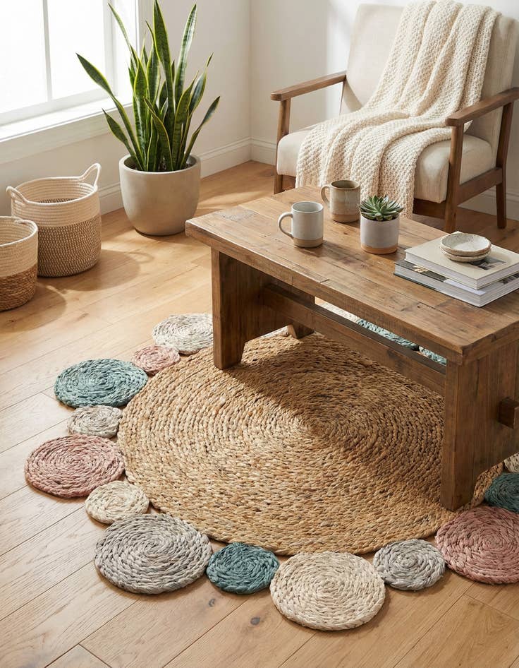 Detail image of 2' x 2'  Hand Braided Jute Round Rug