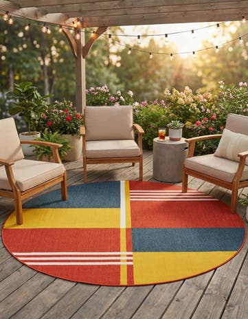 Easy-Clean Modern Indoor / Outdoor Round Rug