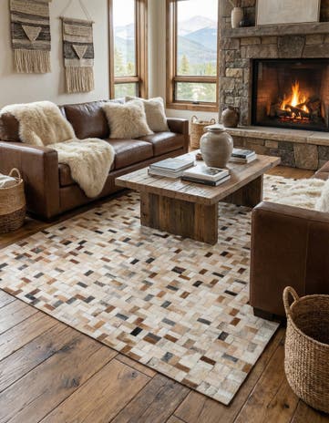 5' x 8' Cowhide Leather Rug