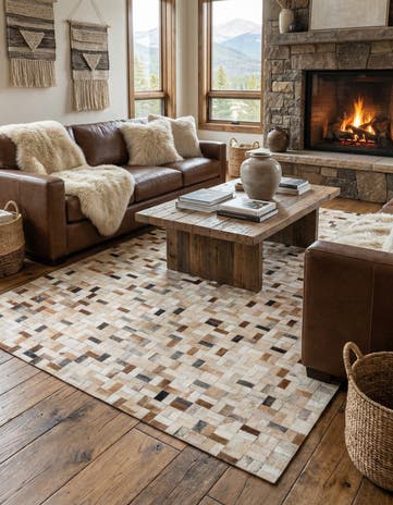5' x 8' Cowhide Leather Rug