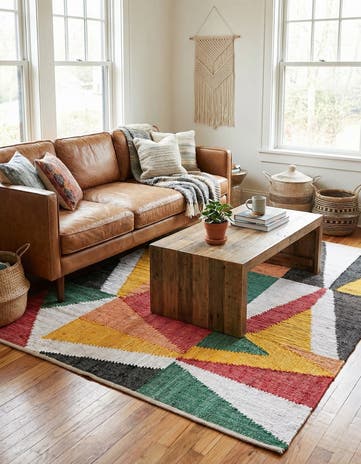 5' 1 x 8' Hand Braided Chindi Cotton Rug