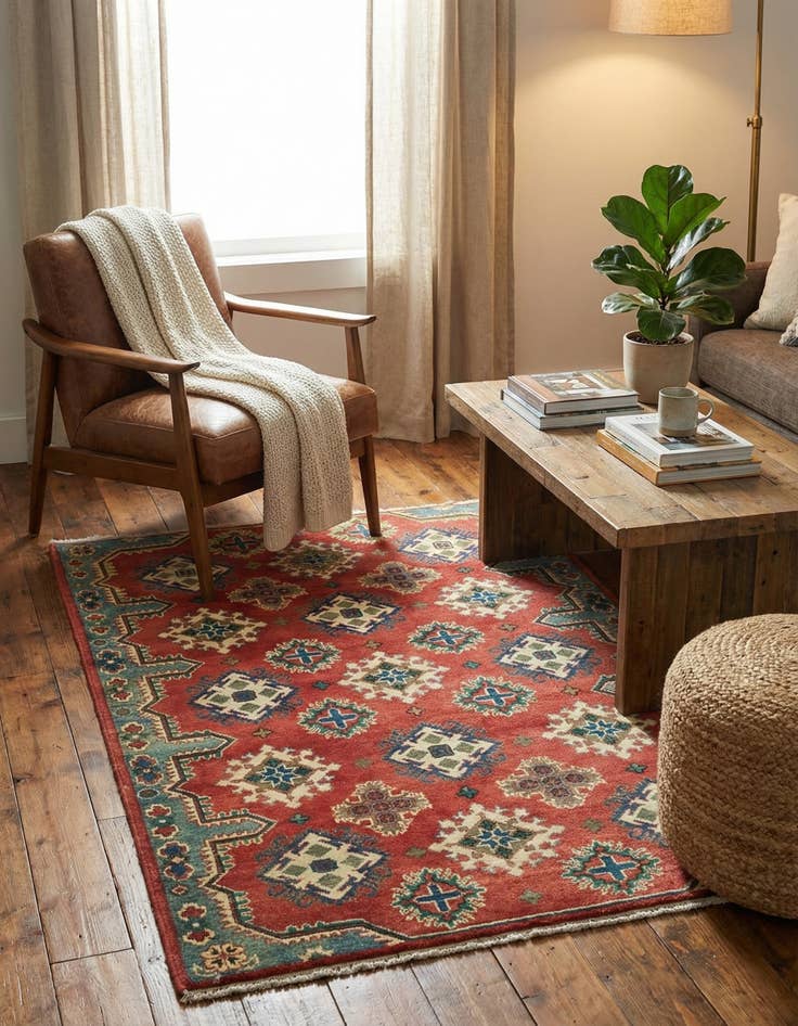 Detail image of 4' x 6'  Hand Knotted Kazak Rug