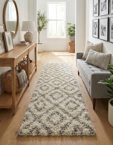 2' 7 x 12' Lattice Shag Runner Rug