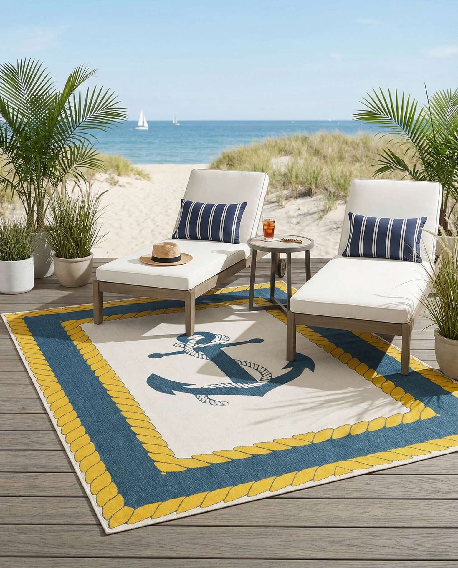 7' 10 x 10' Easy-Clean Coastal Indoor / Outdoor Rug