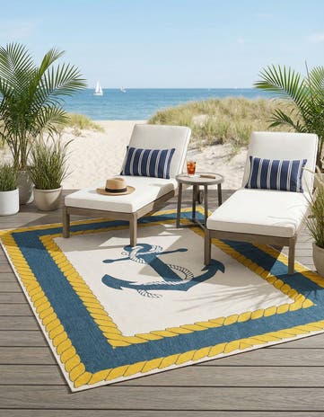 7' 10 x 10' Easy-Clean Coastal Indoor / Outdoor Rug