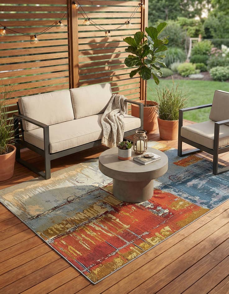 Detail image of 4' x 6'  Washable Modern Indoor / Outdoor Rug