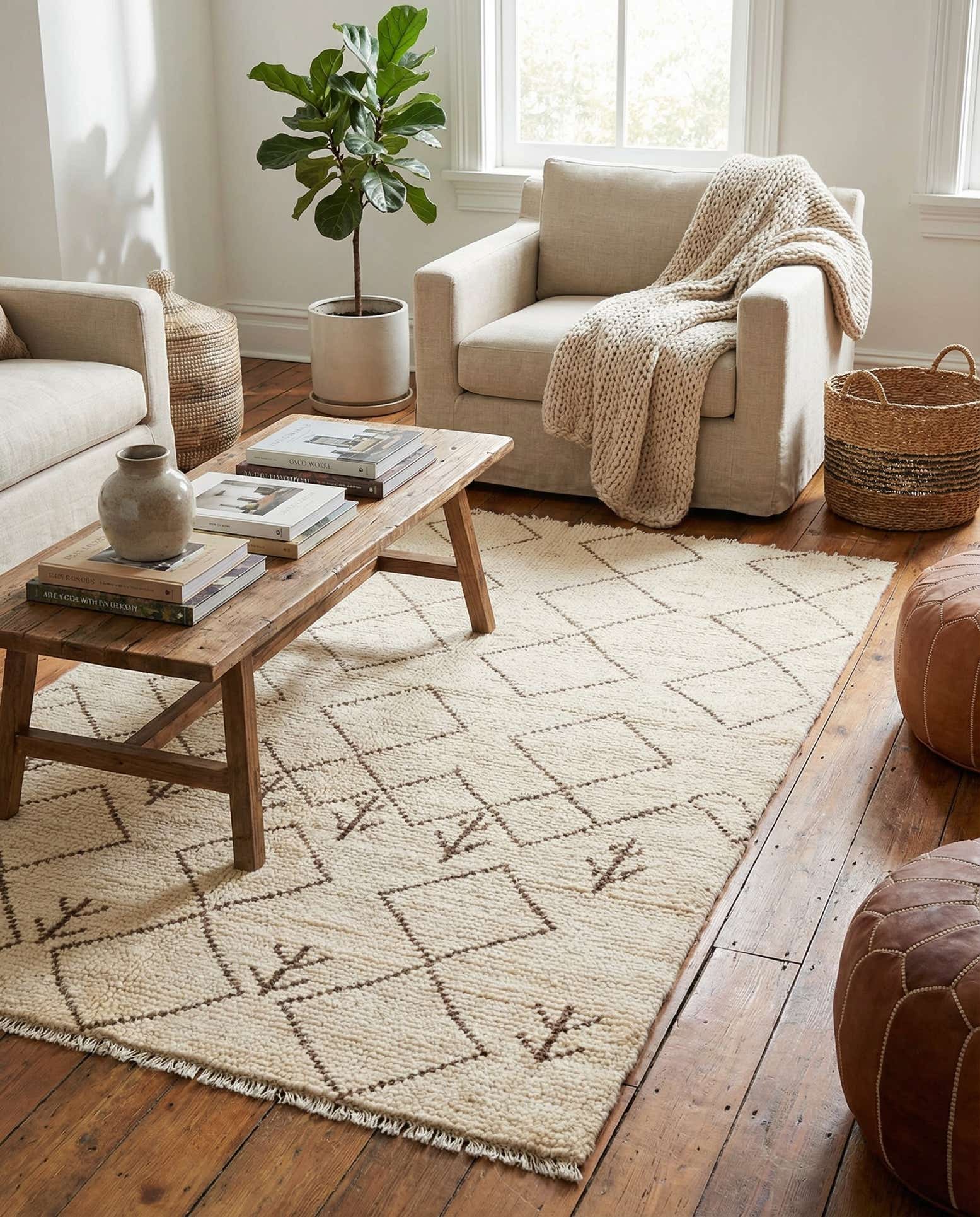 4' 2 x 6' 2 Hand Knotted Moroccan Wool Rug