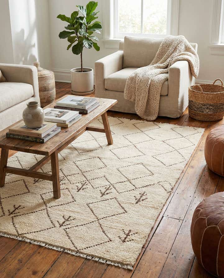 4' 2 x 6' 2 Hand Knotted Moroccan Wool Rug