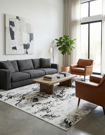 Black and White Milano Square Rug