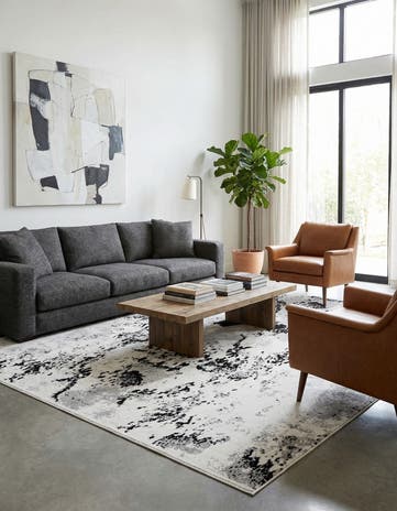 Black and White Milano Square Rug