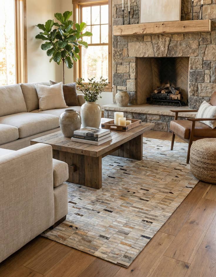 Detail image of  4' 11 x 7' 11 Cowhide - Patchwork Rug