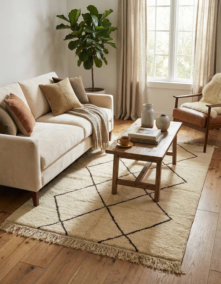 Detail image of 5' 3 x 8' 2  Hand Knotted Moroccan Wool Rug