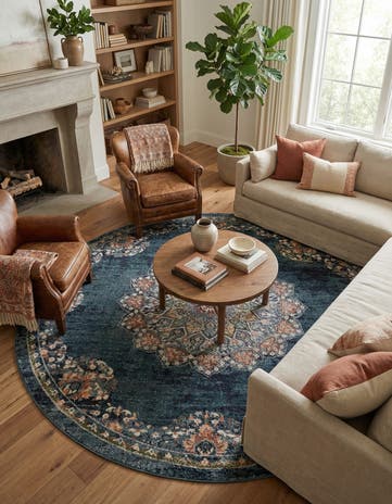 Denim blue Isabella Round Rug