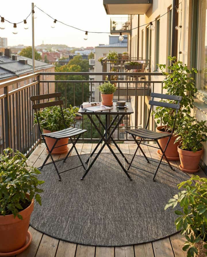 6' 1 x 6' 1 Easy-Clean Solid Indoor / Outdoor Round Rug