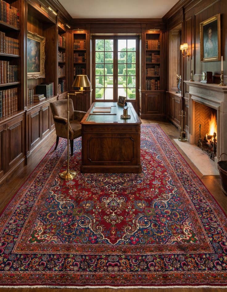 Detail image of 9' 5 x 13' 6  Hand Knotted Mashad Persian Wool Rug