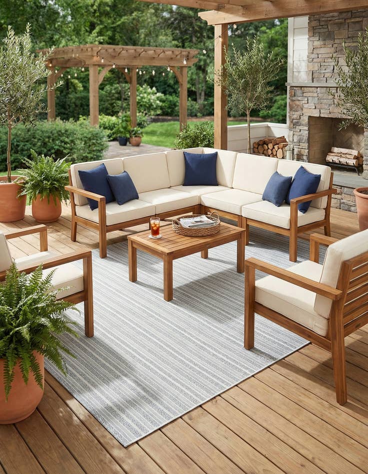 Detail image of 10' x 14'  Washable Striped Indoor / Outdoor Rug