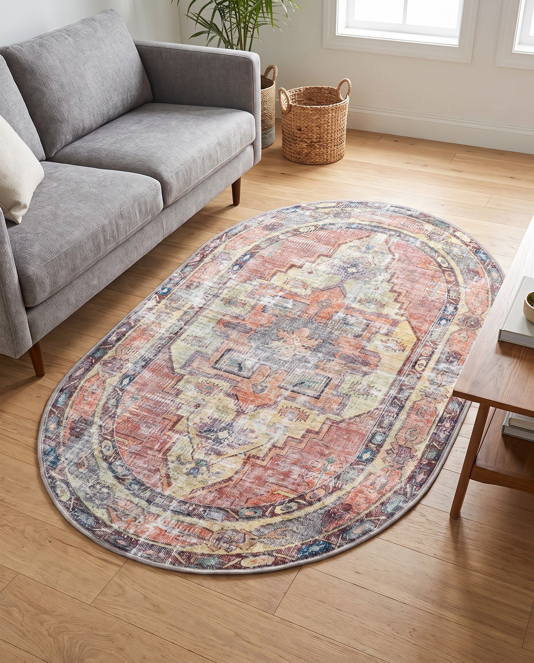 4' x 6' Washable Maahru Oval Rug