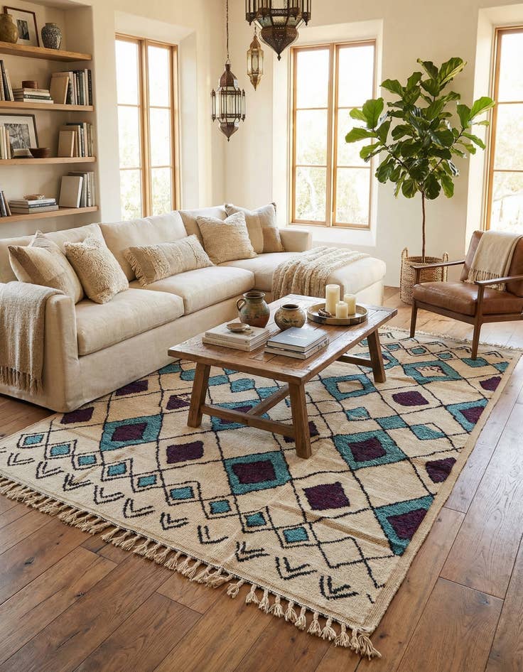 Detail image of 9' 3 x 12' 4  Hand Knotted Moroccan Wool Rug