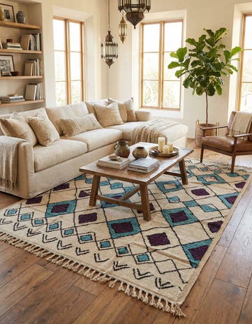 9' 3 x 12' 4 Hand Knotted Moroccan Wool Rug