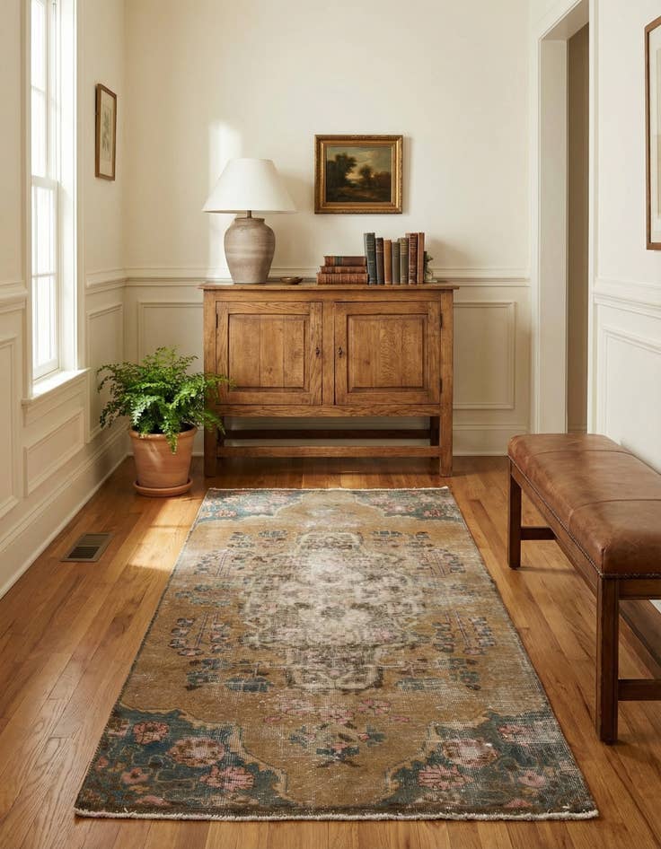 Detail image of 3' 2 x 6' 1  Hand Knotted Tabriz Persian Wool Runner Rug