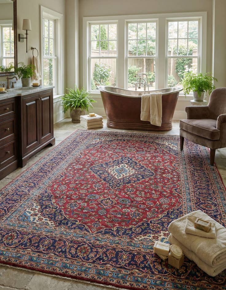 Detail image of 9' 10 x 12' 10 Hand Knotted Kashan Persian Wool Rug