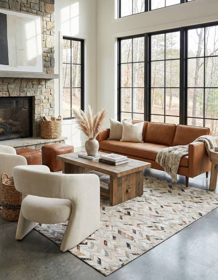 Detail image of 5' x 8' Cowhide Leather Rug