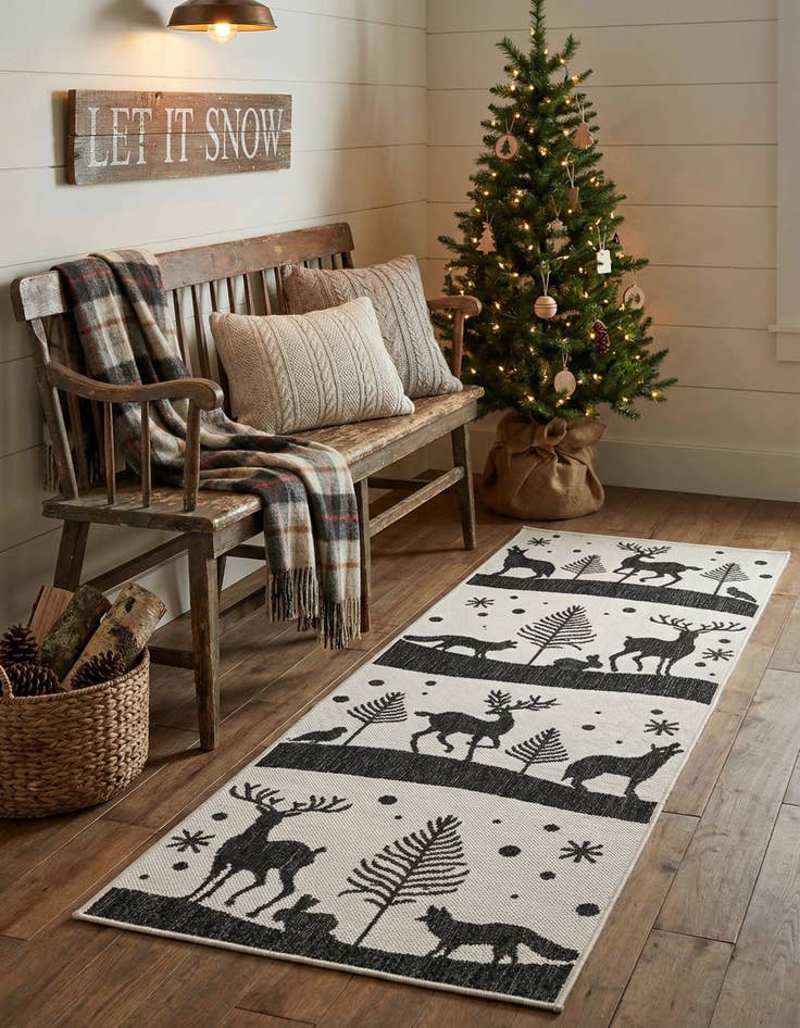 Detail image of 2' x 6' Easy-Clean Holiday Indoor / Outdoor Runner Rug