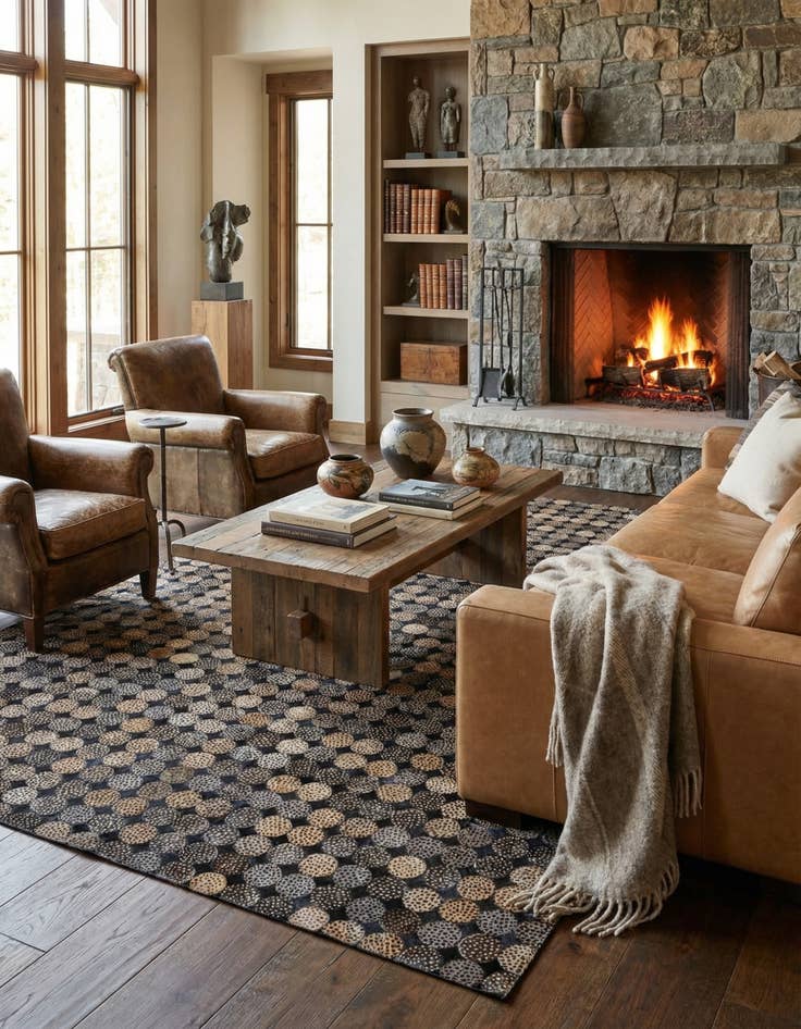 Detail image of 5' 2 x 7' 8 Cowhide Leather Rug