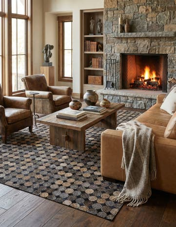 5' 2 x 7' 8 Cowhide Leather Rug