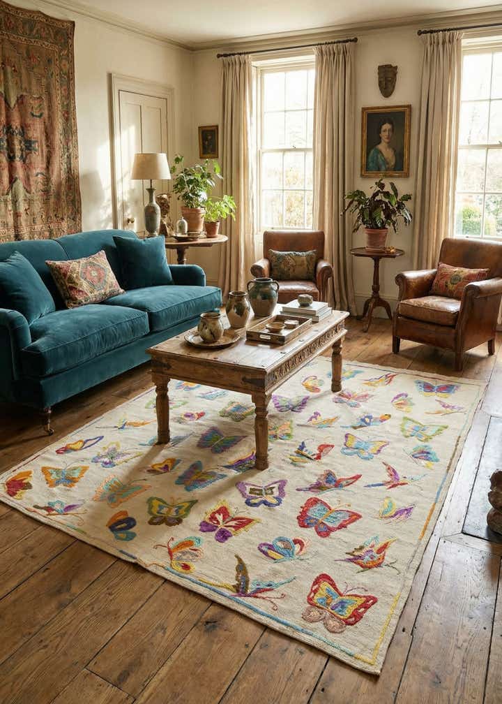 5' 5 x 6' Hand Woven Kilim Suzani Wool Rug