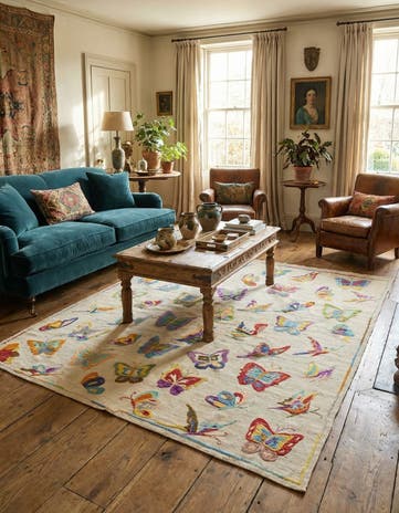 5' 5 x 6' Hand Woven Kilim Suzani Wool Rug