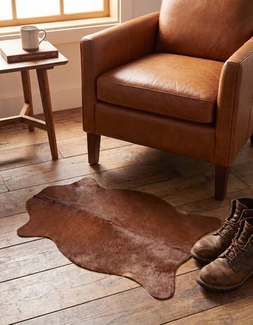 1' 8 x 2' 7 Cowhide Leather Rug
