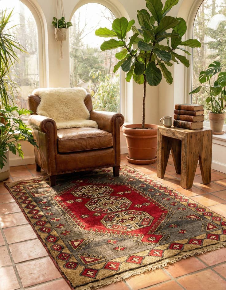 Detail image of 4' 1 x 6'  Hand Knotted Anatolian Wool Rug