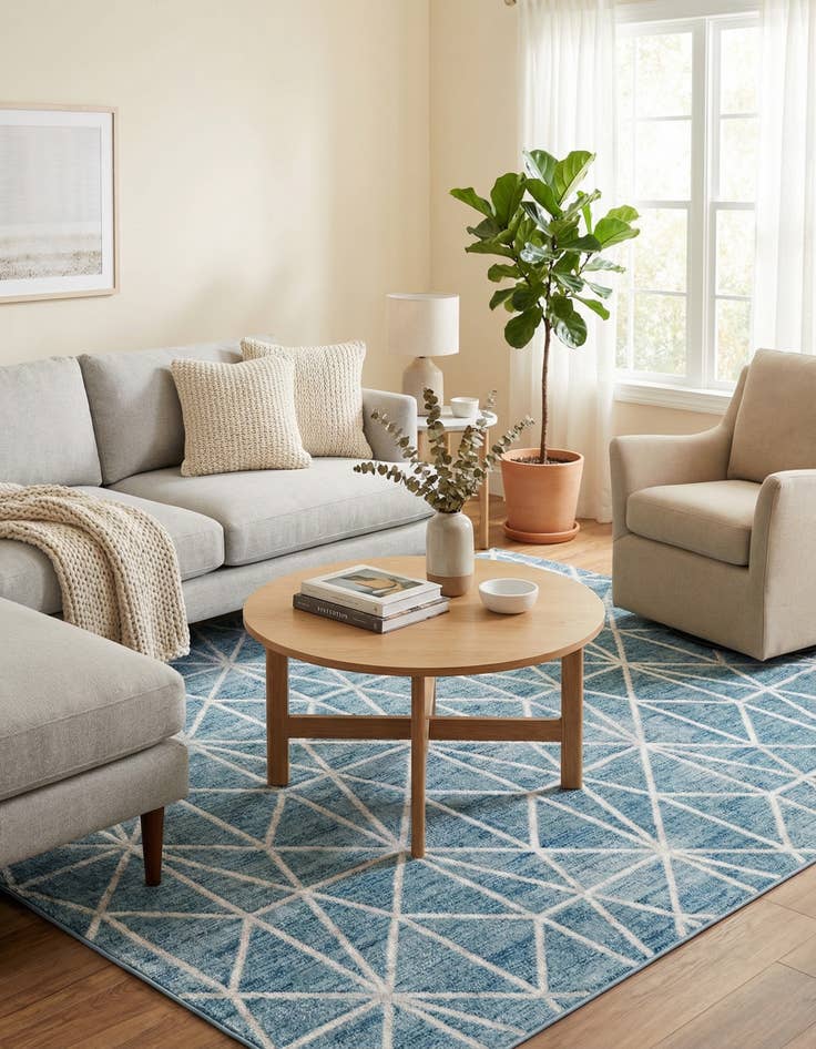 Detail image of  7' x 7' Lattice Trellis Square Rug