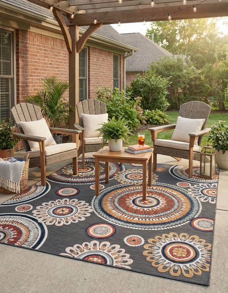 Detail image of 8' 2 x 10'  Washable Botanical Indoor / Outdoor Rug