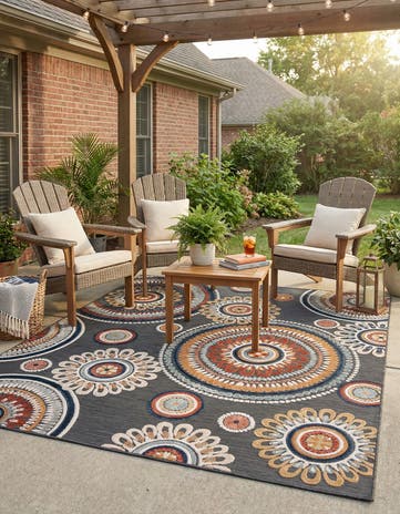 8' 2 x 10' Easy-Clean Botanical Indoor / Outdoor Rug