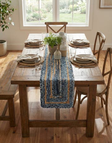 1' 2 x 8' Handmade Braided Chindi Table Runner Rug