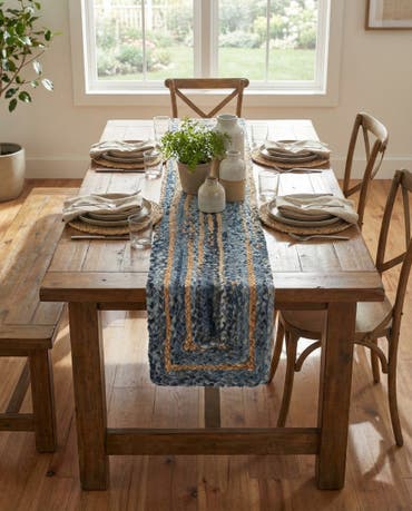  1' 2 x 8'  Hand Braided Chindi Table Runner Rug