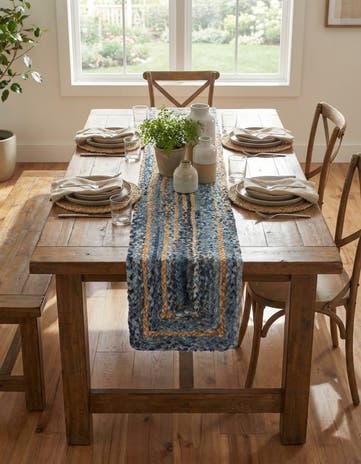 1' 2 x 8' Handmade Braided Chindi Table Runner Rug