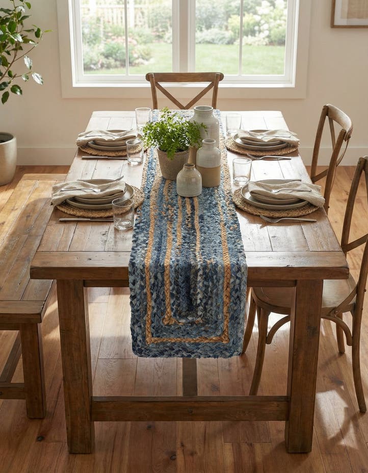 1' 2 x 8' Handmade Braided Chindi Table Ru...