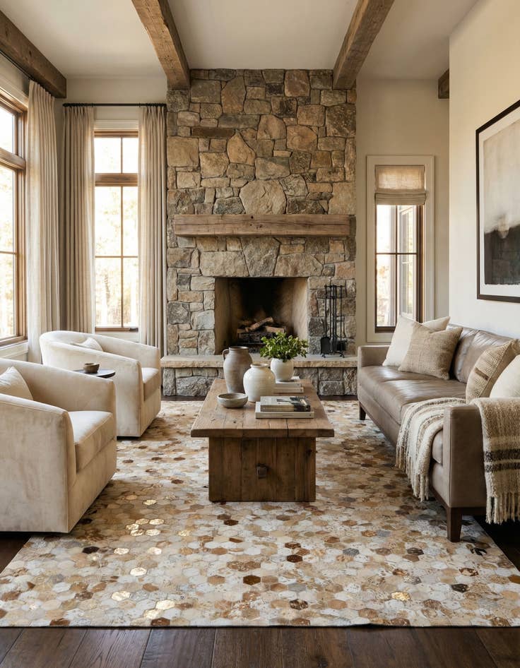 Detail image of  5' 1 x 8' 1 Cowhide - Patchwork Rug