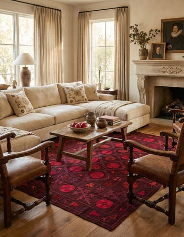 6' 4 x 6' 7 Hand Woven Kilim Modern Wool Square Rug