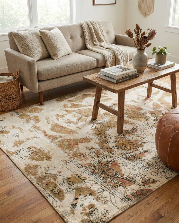 Detail image of 4' 8 x 6' 2 Hand Knotted Ultra Vintage Persian Wool Rug