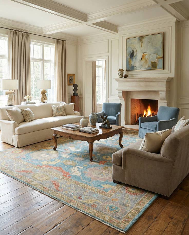 Detail image of 9' 1 x 12' 1 Hand Knotted Oushak Rug