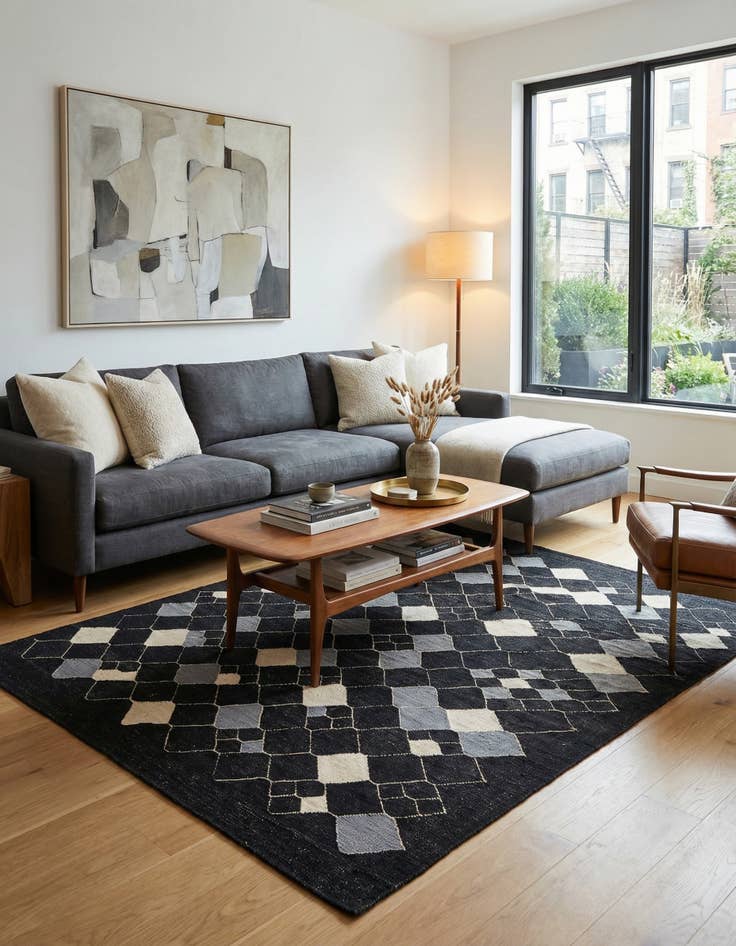 Detail image of 5' x 6' 5  Hand Woven Kilim Modern Wool Rug