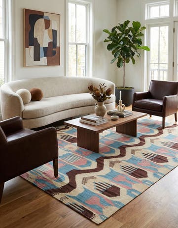 5' 4 x 6' 7 Hand Woven Kilim Modern Wool Rug